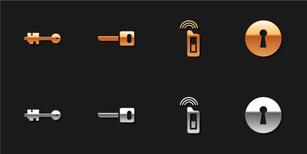 设置老钥匙钥匙车与遥控器和钥匙孔图标图片下载