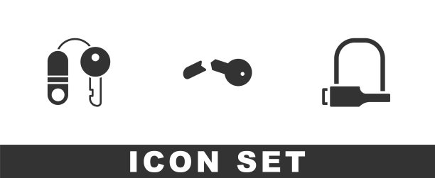 设置房子与钥匙坏了和自行车锁图标图片下载