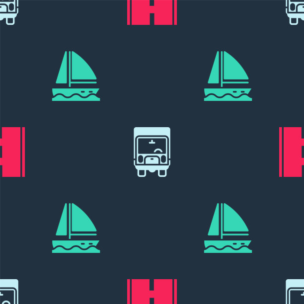 设有公路货运卡车和游艇帆船图片下载