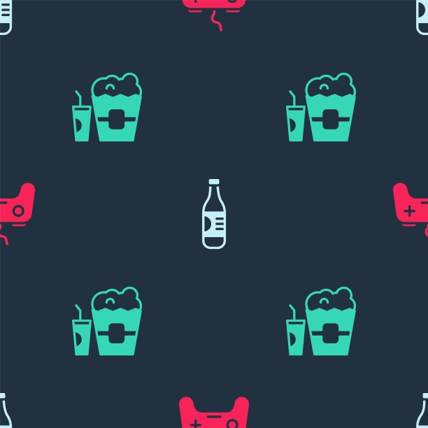 把手柄、瓶子、水和爆米花装进盒子里图片下载