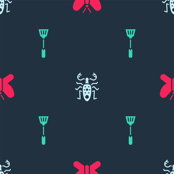 设蝴蝶、甲虫、鹿和苍蝇拍图片下载