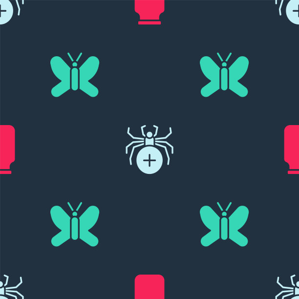 将蜘蛛和蝴蝶玻璃罐无缝固定图片下载