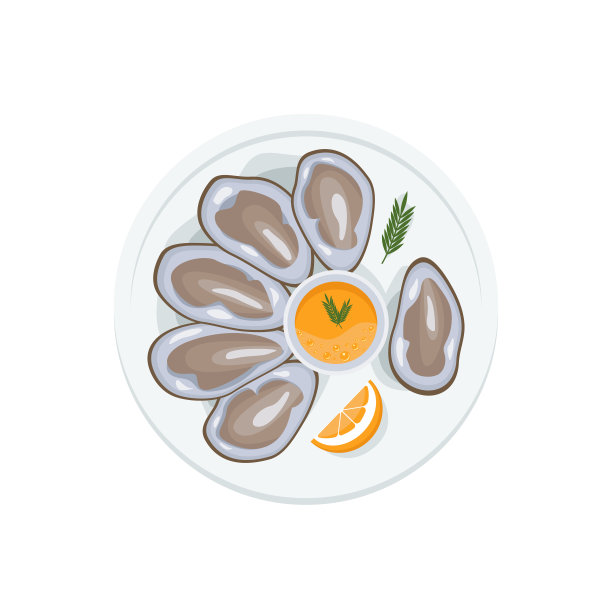 带壳的蛤蜊，打开盛有酱汁的牡蛎图片下载