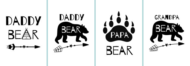 熊爸爸卡片和父亲节海报图片下载