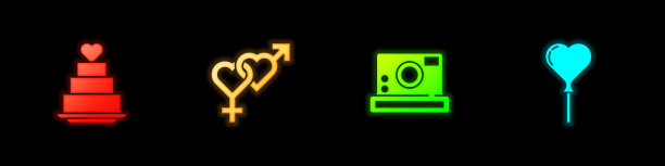 设婚礼蛋糕与心形性别摄影相机图片下载