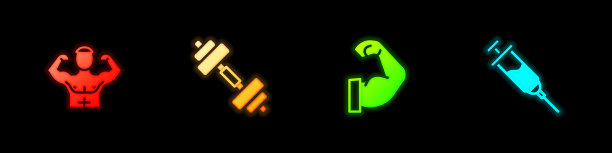 设置健美肌肉哑铃和兴奋剂图片下载