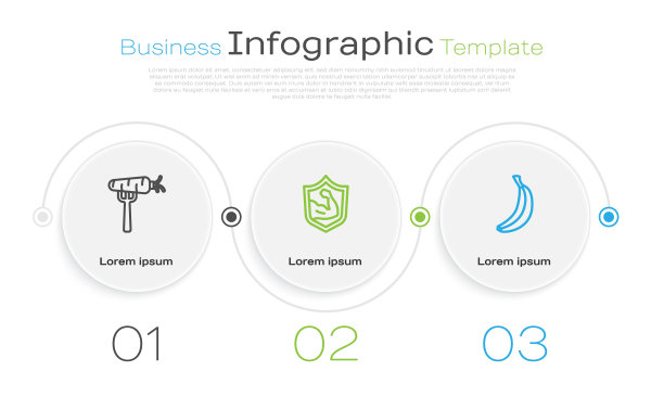 叉子上放胡萝卜，健美肌肉和香蕉。业务信息模板。向量图片下载