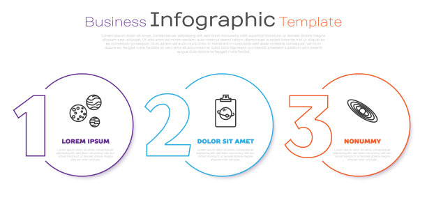 设定线行星，行星和行星。业务信息模板。向量图片下载