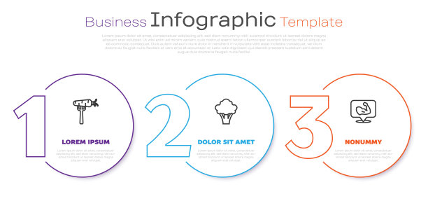 叉上胡萝卜，西兰花和健美肌肉。业务信息模板。向量图片下载