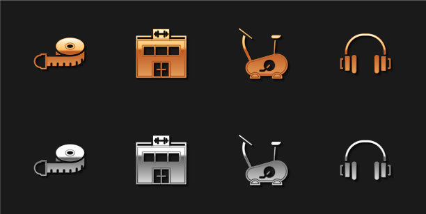 设置卷尺体育馆建筑固定自行车图片下载