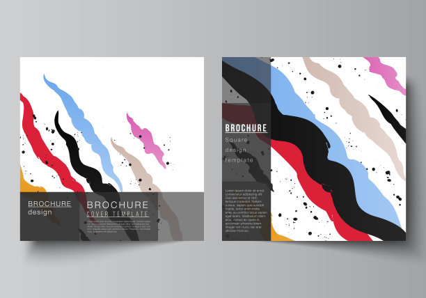 矢量布局的两个方形封面设计模板为宣传册，传单，杂志，封面设计，书籍设计，宣传册封面，创意机构，公司，商业，投资组合，pitch deck，创业。图片下载