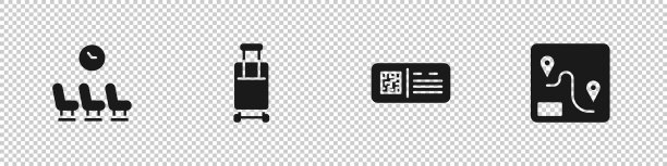 设候车室、行李箱二维码、火车票图片下载