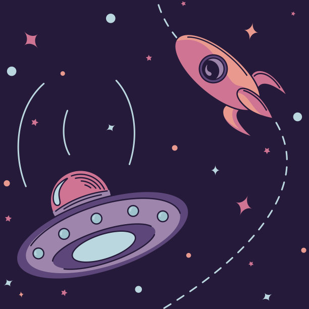 矢量插图的不明飞行物和火箭。图片下载