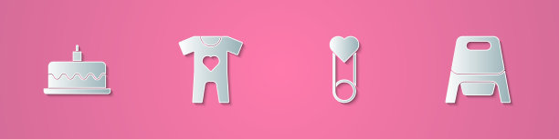 设置剪纸蛋糕与燃烧的蜡烛，宝贝图片下载