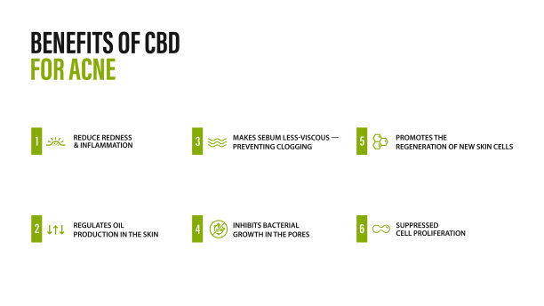 白色信息海报的医疗用途的CBD油痤疮与信息图表图片下载