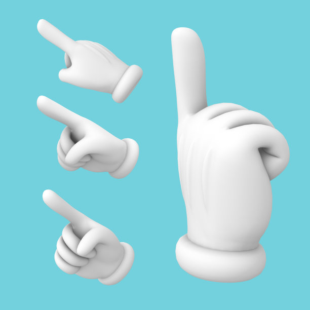 手方向符号变化集，3DCG插图图片下载