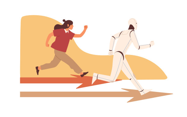 机器人和人类与人工智能的竞争图片下载