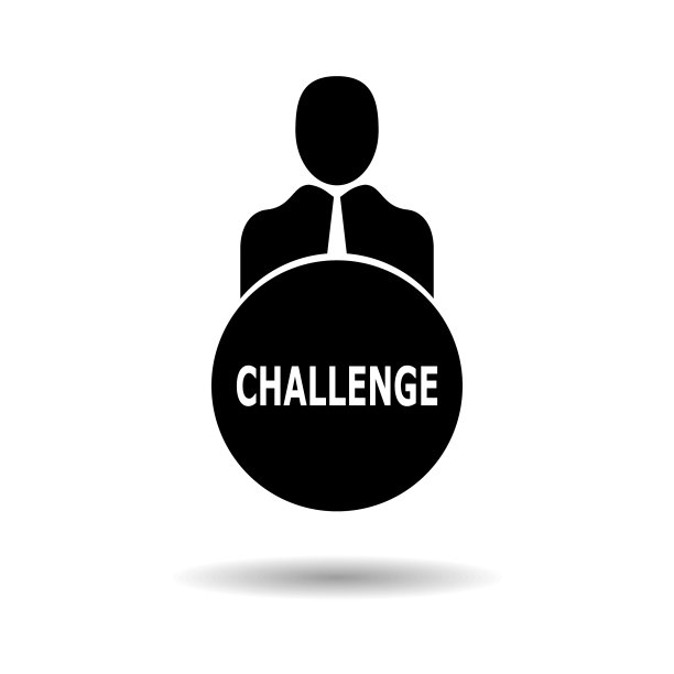 业务人员与文本挑战平面图标图片下载