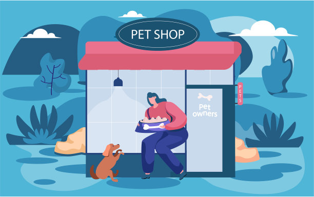 宠物店与招牌市场与橱窗图片下载