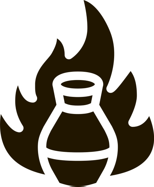 陶土花瓶在火上图标字形图片下载