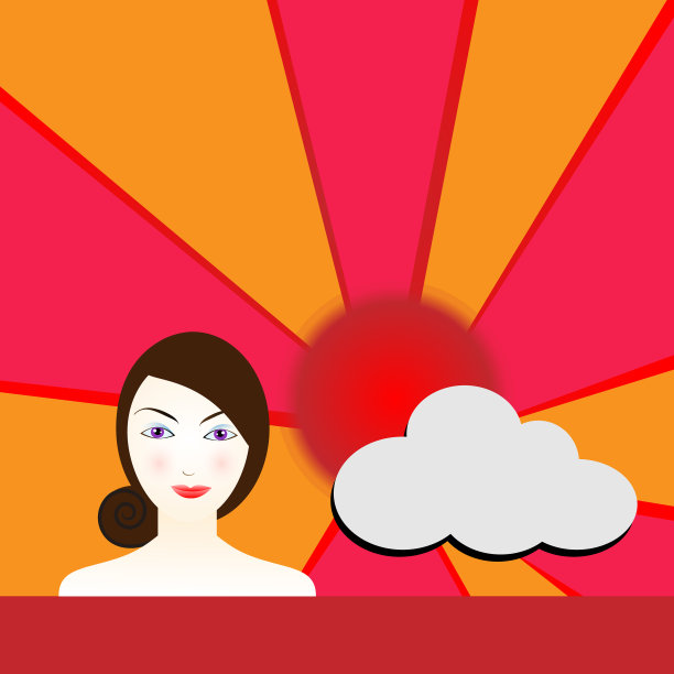 白天有太阳和云彩的可爱女人图片下载