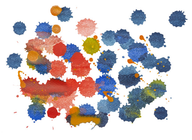 多色下降。水彩手绘孤立洗白背景。抽象冷色刷漆纸纹纹理。剪切路径。图片下载