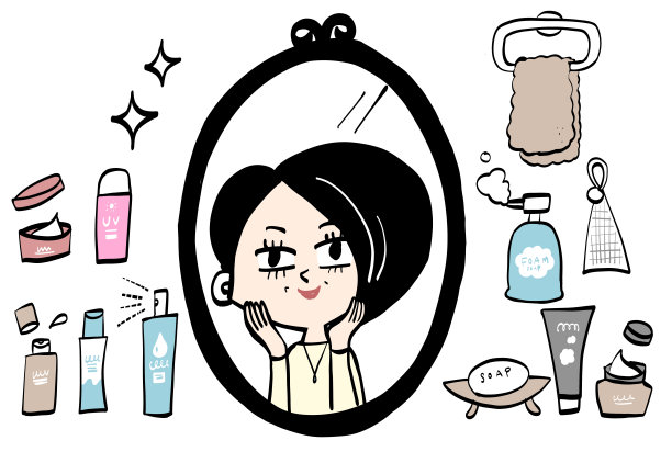 在护理皮肤的中年妇女图片下载