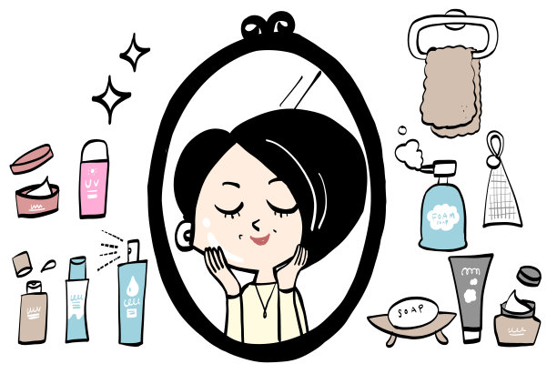 在护理皮肤的中年妇女图片下载