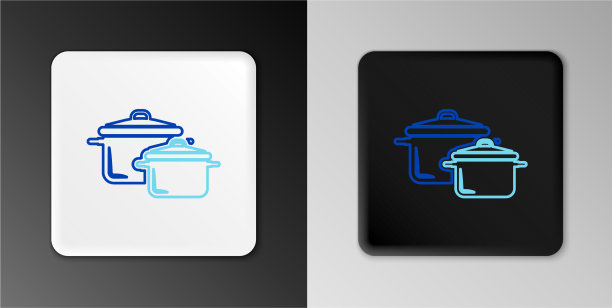 线烹饪锅图标孤立在灰色背景图片下载