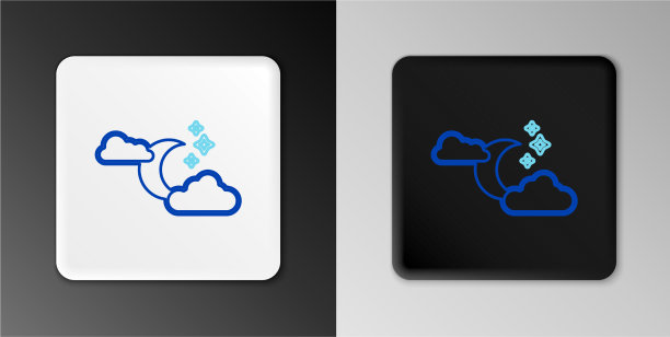 线云与月亮和星星的图标孤立上图片下载