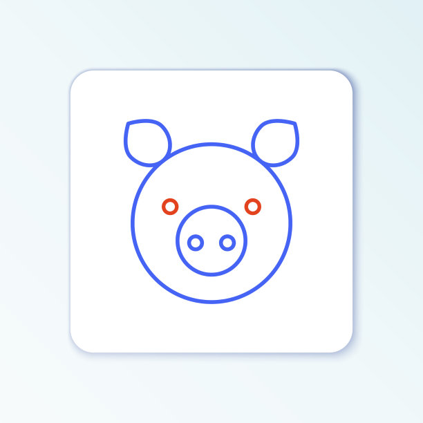 线猪生肖图标孤立在白色图片下载