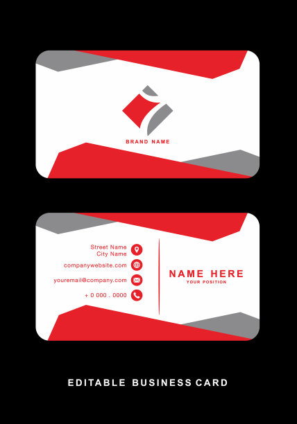 红灰色名片模板图片下载
