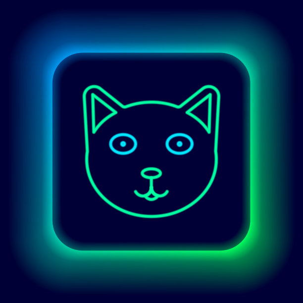 发光的霓虹灯线宠物图标孤立在黑色图片下载