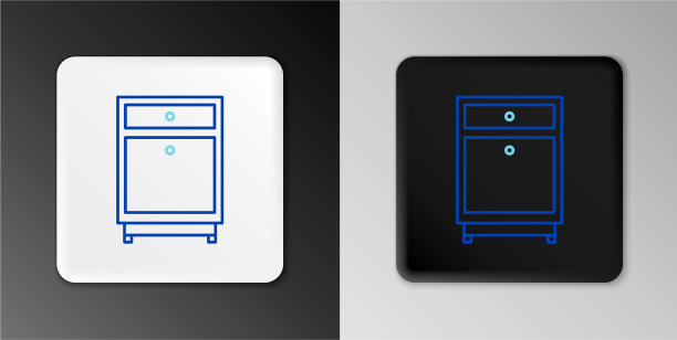 线条家具床头柜图标孤立在灰色上图片下载