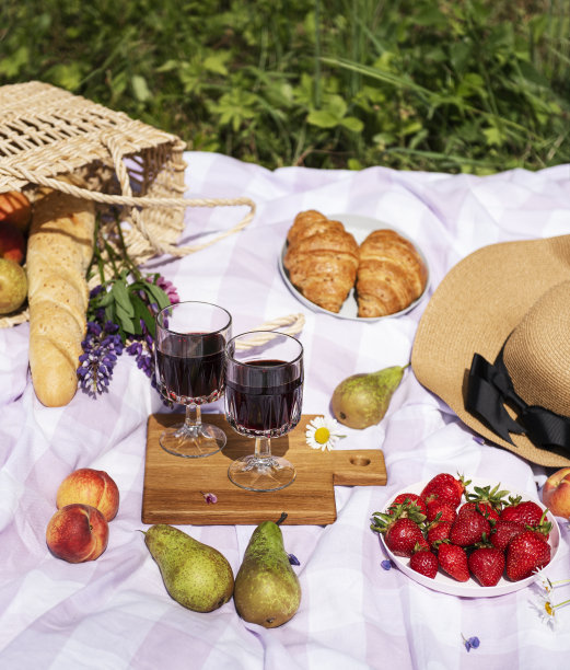 夏日浪漫的野餐场景图片下载