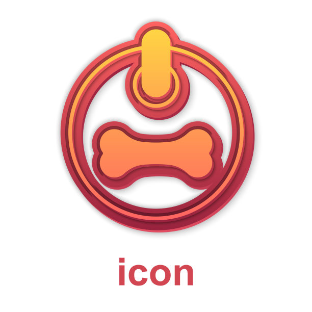 金狗项圈与姓名标签和骨牌图标图片下载