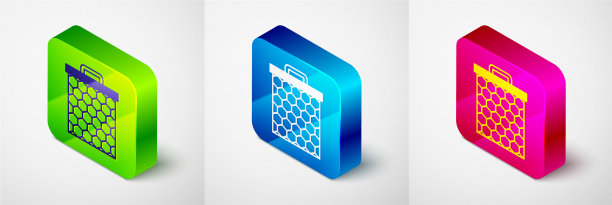 灰色上隔离的等距蜂窝图标图片下载