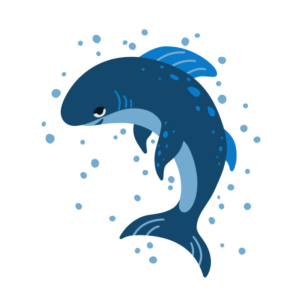 鲨鱼卡通人物手绘可爱的海洋图片下载