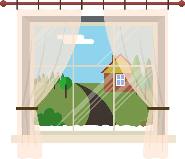 室内有乡村景观的窗户图片下载