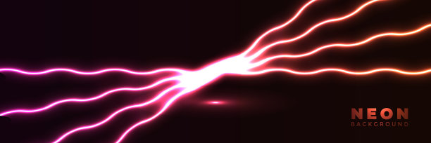 霓虹背景抽象发光旗帜与蓝色图片下载