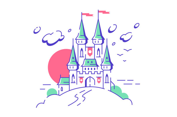 童话般的中世纪城堡耸立在白色之上图片下载