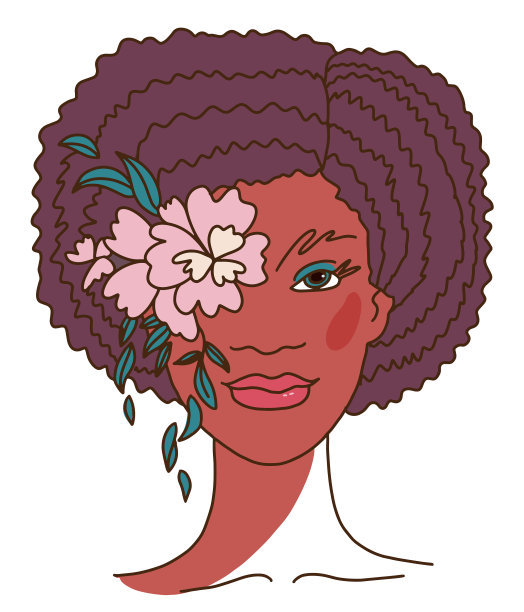 现代美女风格化的脸与鲜花图片下载