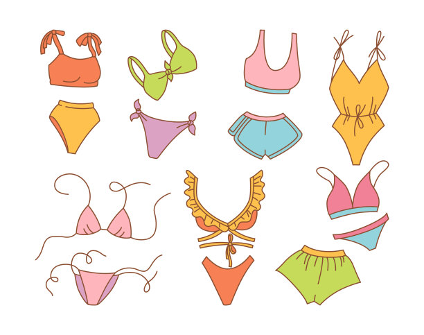 内衣泳装涂鸦卡通套装泳装图片下载