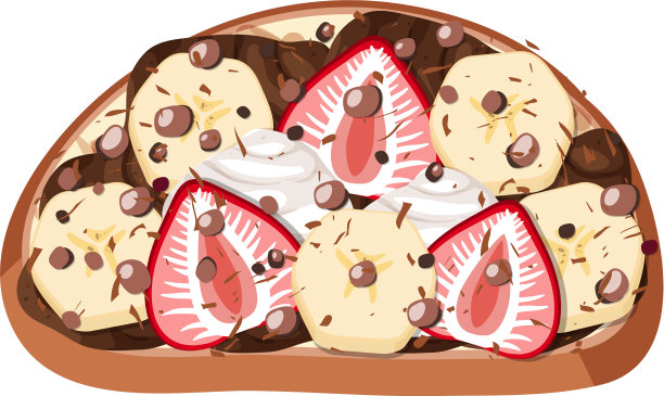 顶视图面包与水果浇头图片下载