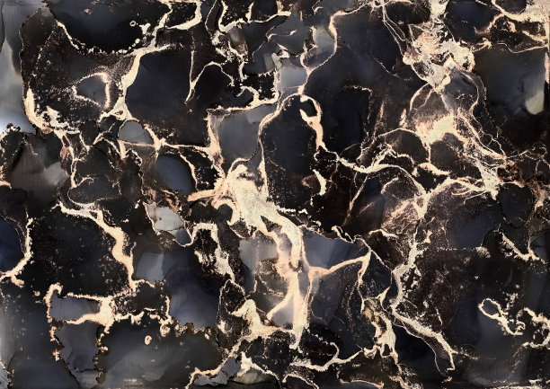 豪华抽象背景酒精墨技法黑与金。流体艺术绘画。水彩醇墨飞溅、液体流动质感涂料、数码纸美术图案图片下载