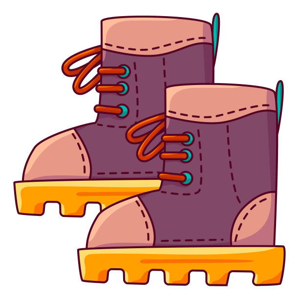 徒步靴矢量卡通插图孤立在白色的背景。图片下载