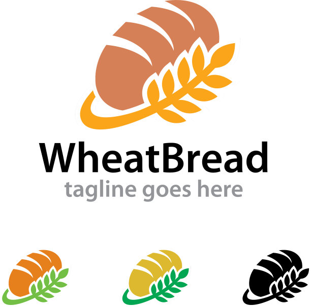 小麦面包标识模板设计图片下载