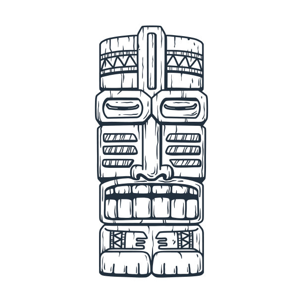 时髦的夏威夷提基面具或脸偶像民族图腾图片下载