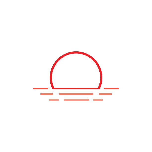 日落海洋条纹线性简单的标志图片下载