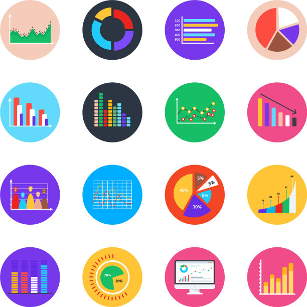 业务分析扁圆图标包图片下载